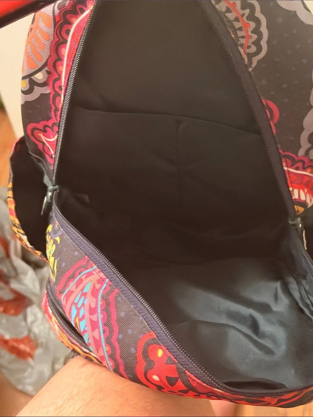 Vera Bradley Black Backpack with Multicolor Paisley Accents